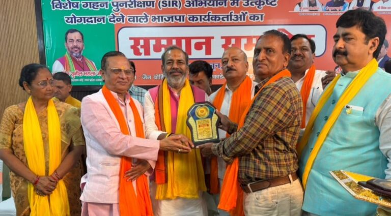 भाजपा कार्यकर्ताओं का हुआ सम्मान