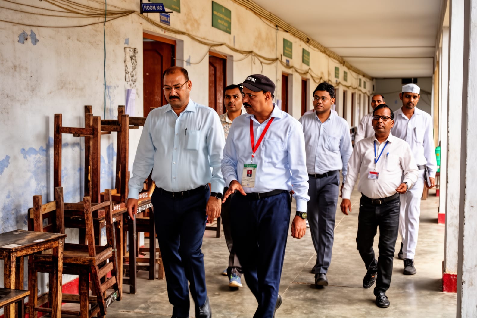 यूपीटेट परीक्षा के दौरान केंद्र का निरीक्षण करने पहुंचे मेरठ जिलाधिकारी डॉ वी के सिंह