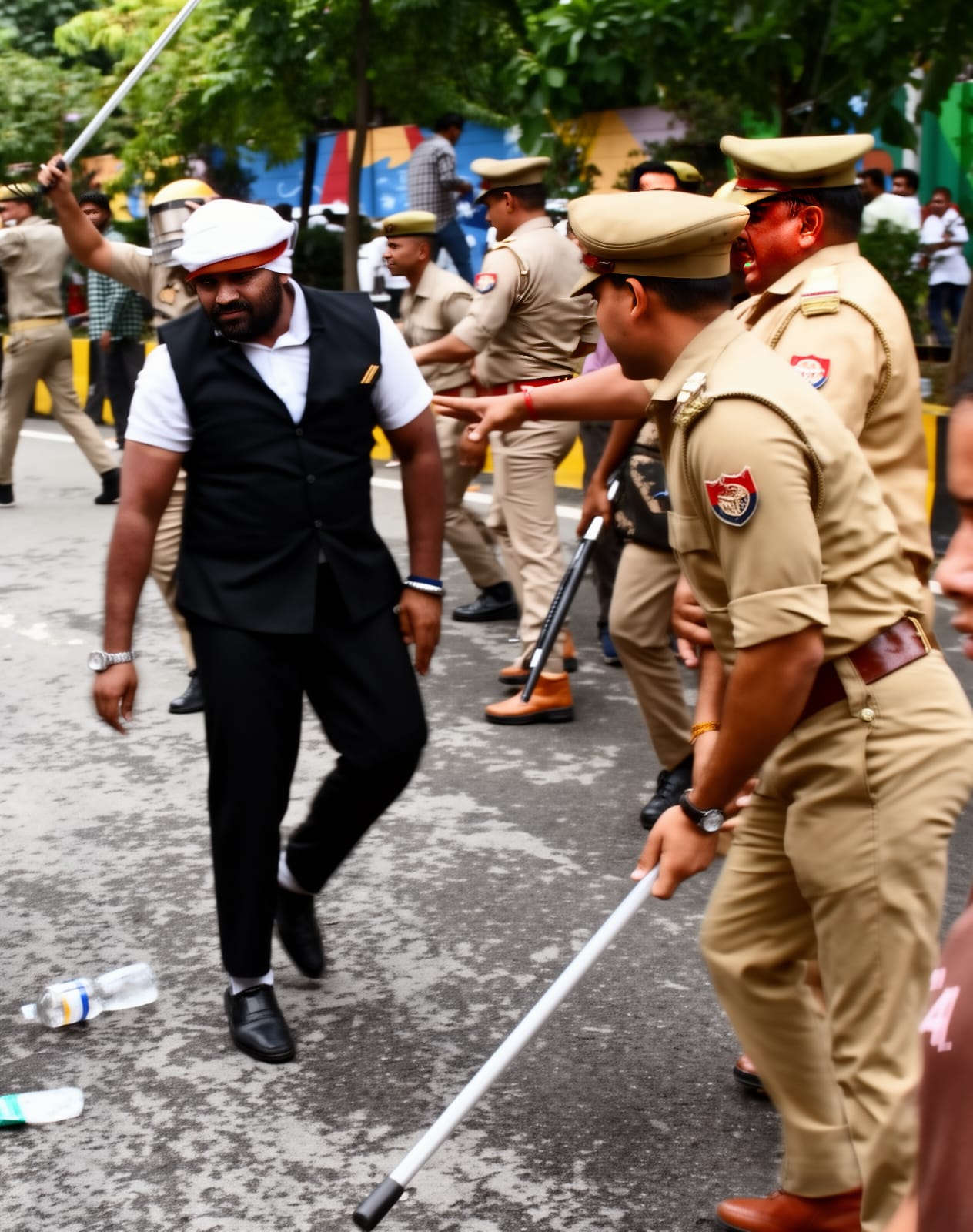 प्रदर्शन के दौरान संदिग्धों को गिरफ्तार किया