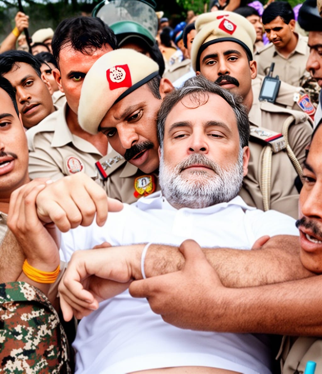 पुलिस गिरफ्त में राहुल गांधी