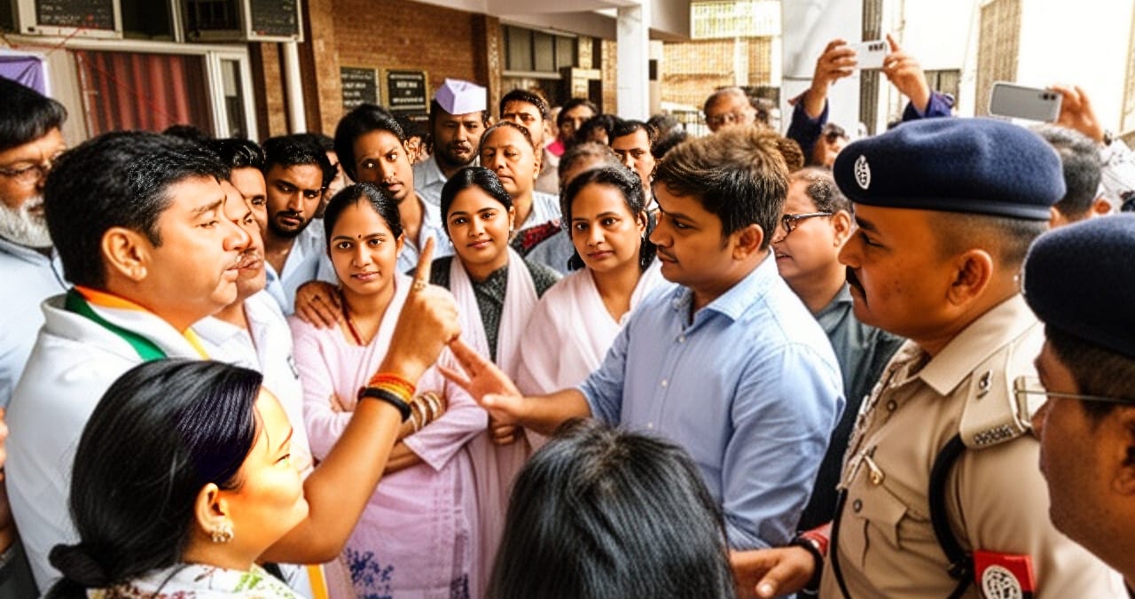 एडीएम सिटी और एसपी सिटी से नोक झोंक करते कांग्रेसी