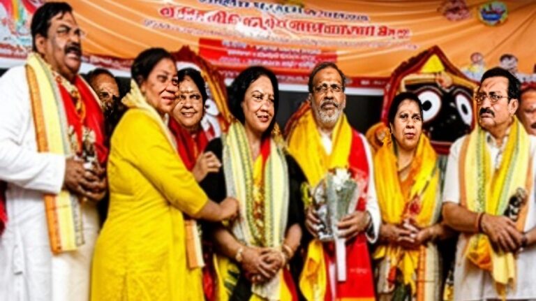 सनातन जागरण कार्यक्रम में पूर्व मंत्री पं सुनील भराला का सम्मान करते आयोजक