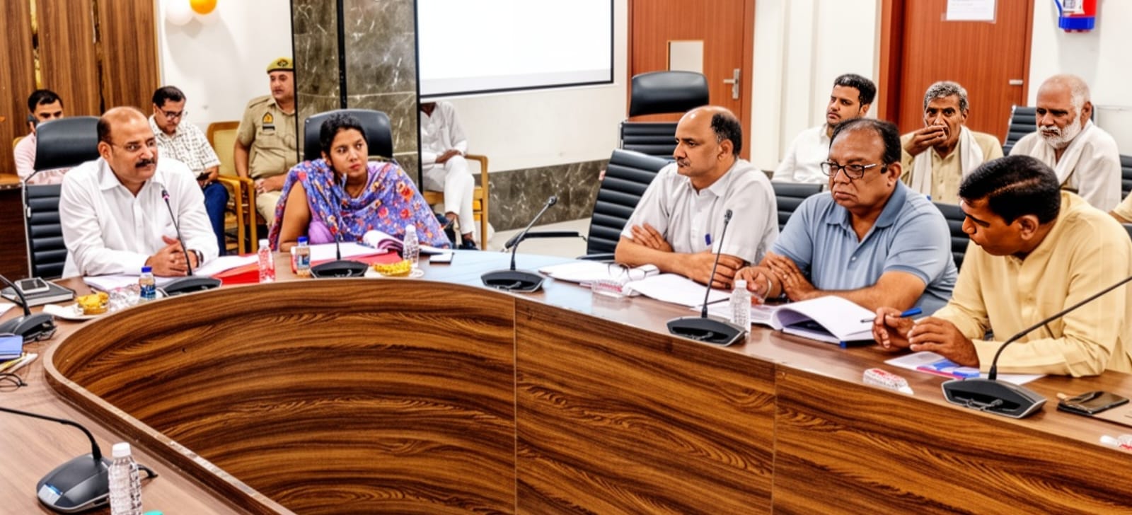 विकास भवन सभागार में कृषि विकास की समीक्षा बैठक करते जिलाधिकारी डॉ वी के सिंह