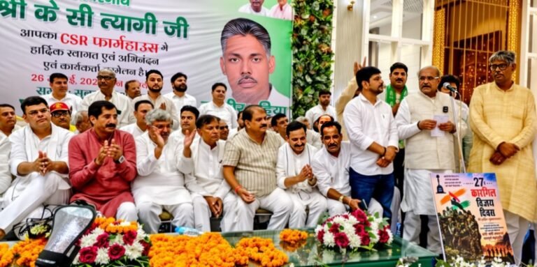 रालोद के शक्ति प्रदर्शन कार्यक्रम में संबोधित करते के.सी त्यागी