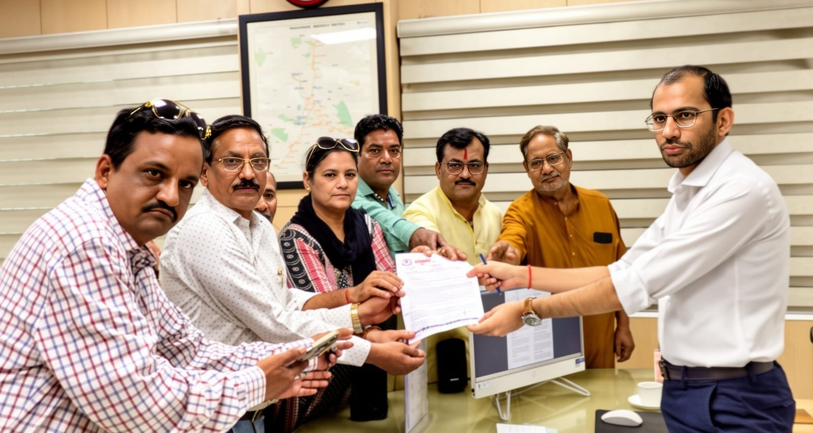 विज्ञापन व टेंडर को लेकर सक्षम अधिकारी को ज्ञापन देते संयुक्त प्रेस क्लब के पदाधिकारी
