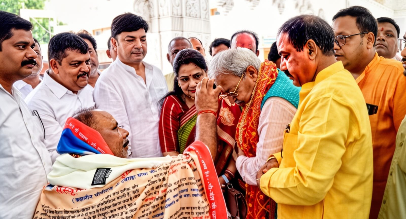 गुरु पूर्णिमा के अवसर पर गुरु जी का सम्मान करते राज्यसभा सांसद लक्ष्मीकांत वाजपेई