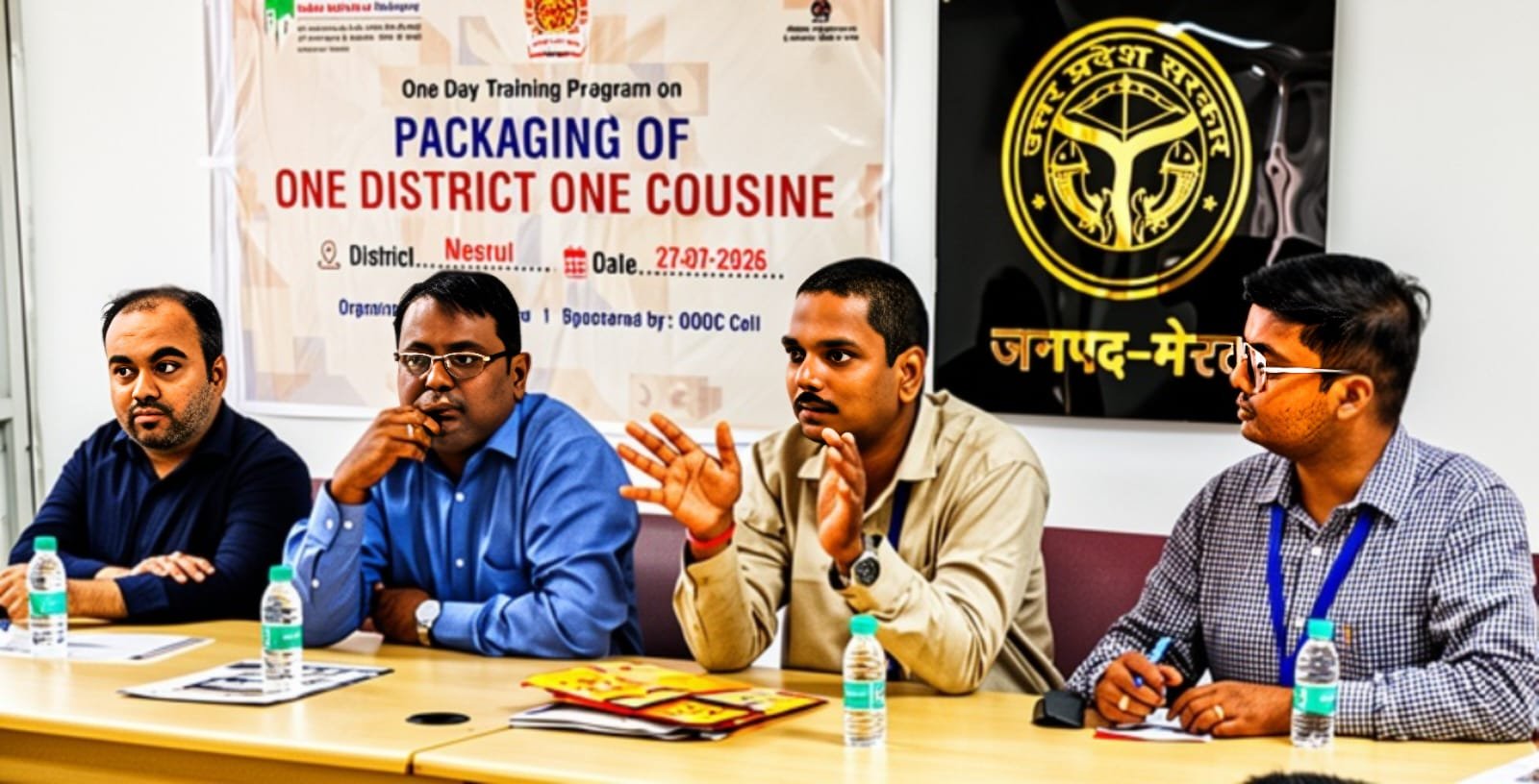 एक जिला एक उत्पाद कार्यक्रम की वर्कशॉप में प्रशिक्षण देते सक्षम अधिकारी
