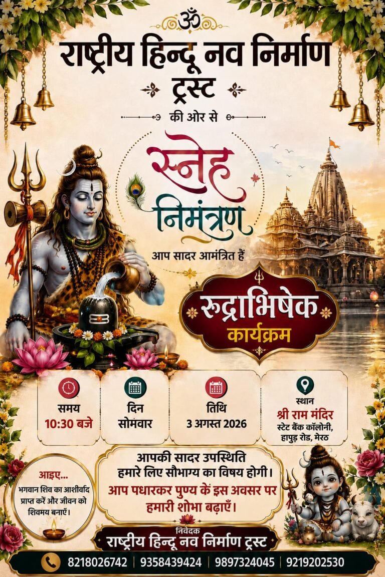 श्रद्धालुओं को कार्यक्रम में शामिल होने के लिए जारी किया गया पोस्ट