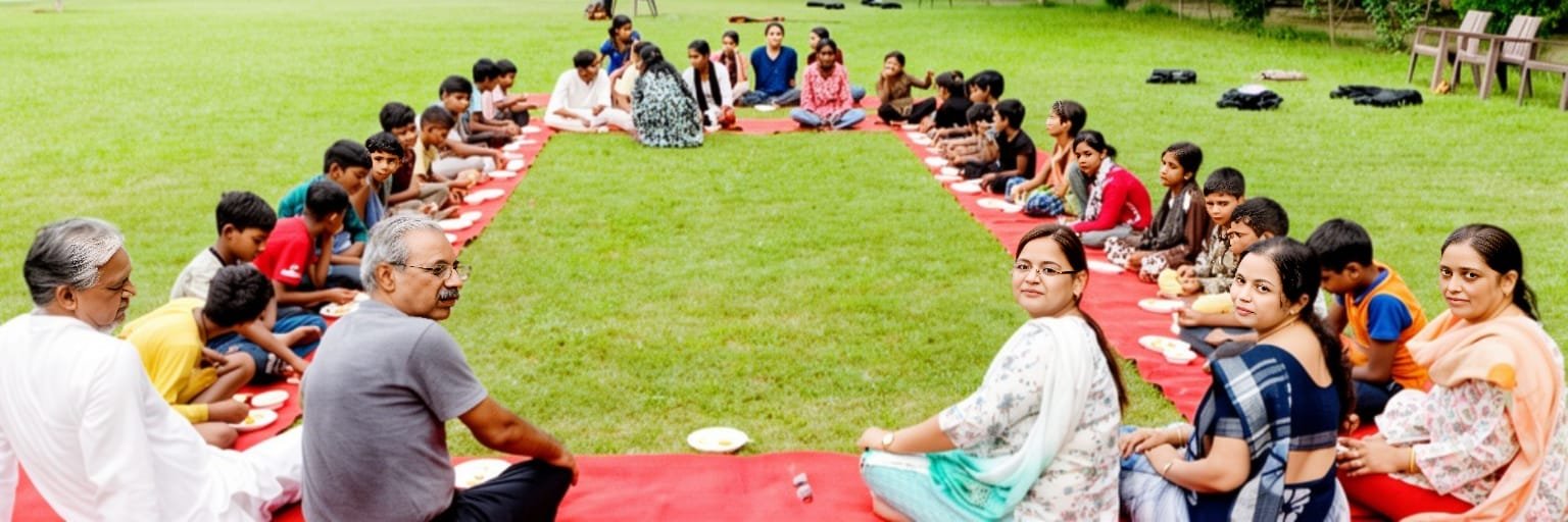 सहभोज करते आनंदी मन एक जीवन बचाओ अभियान के पदाधिकारी