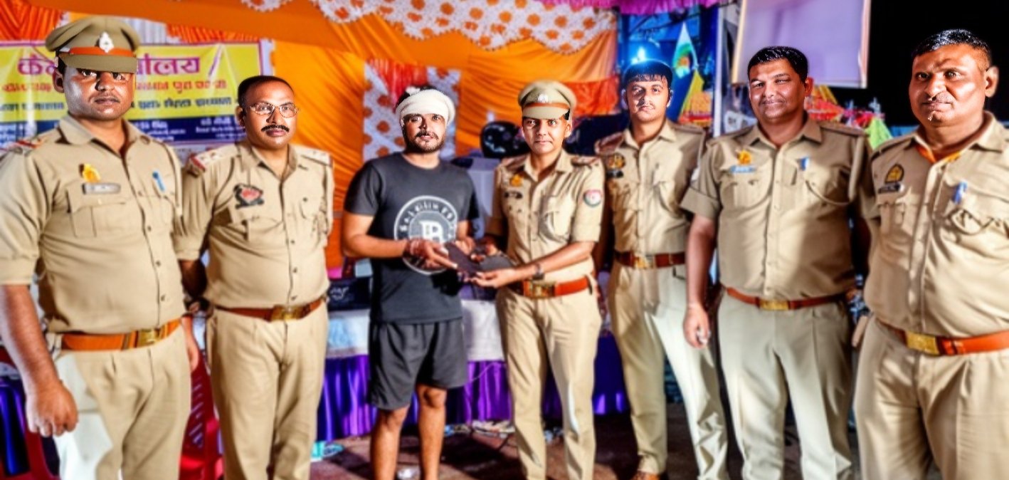 गुमशुदा आईफोन को तलाश कर मलिक को सौंपते पुलिस अधिकारी