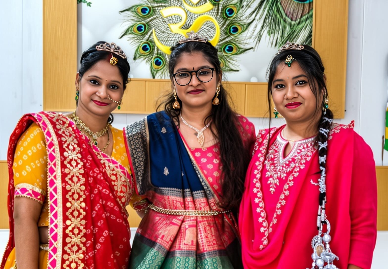 तीज क्वीन बाएं से दाएं आरती गुप्ता, आयुषी गर्ग, हिमांशी सिंह