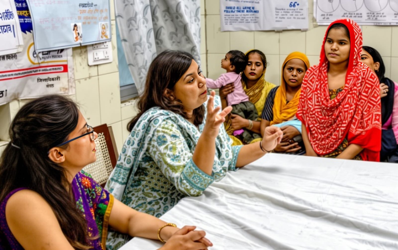 विश्व स्तनपान जागरूकता सप्ताह के दौरान महिलाओं को प्रशिक्षण देती आयोजक