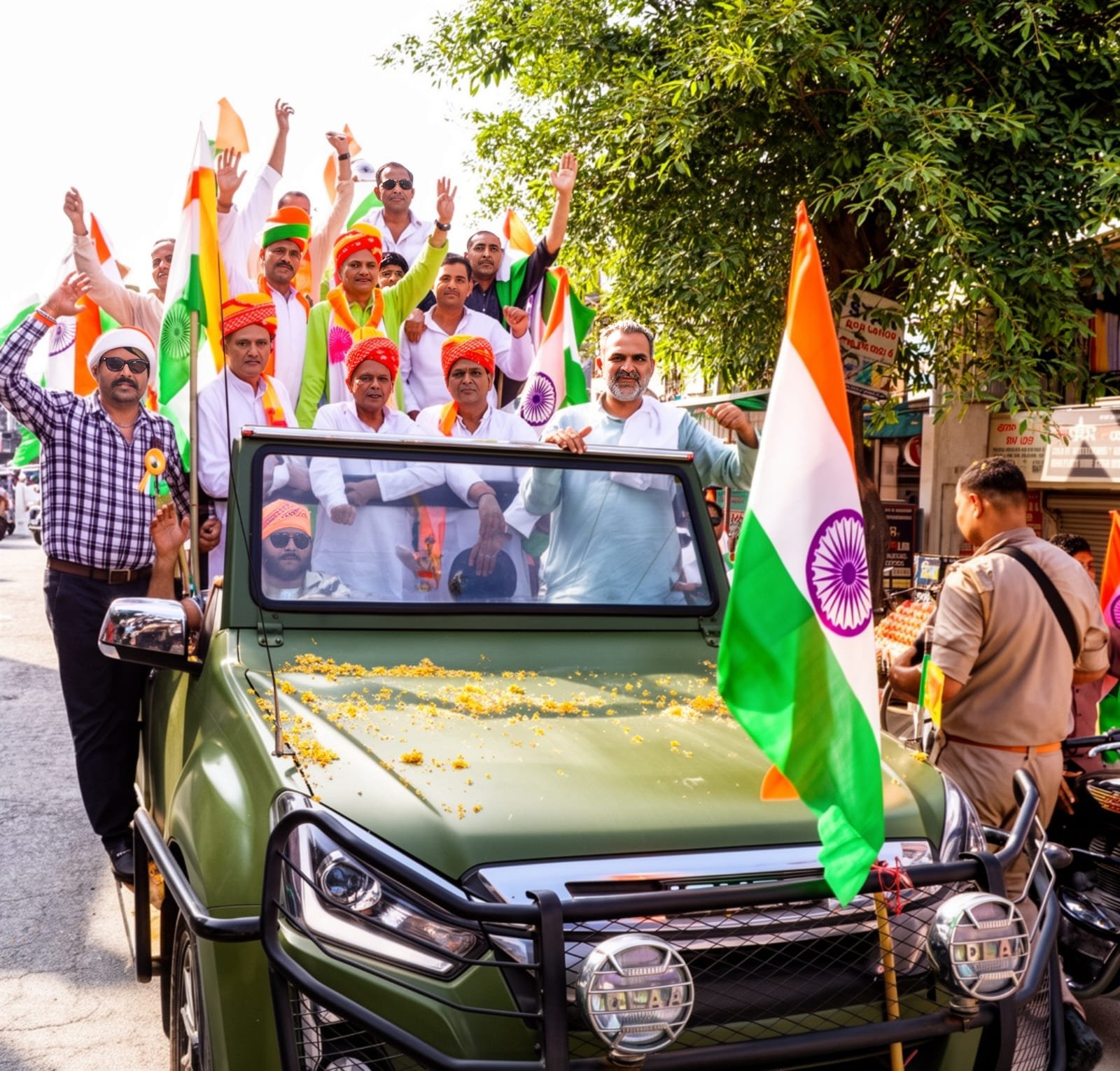 तिरंगा बाइक रैली में शामिल भाजपा पदाधिकारी एवं कार्यकर्ता