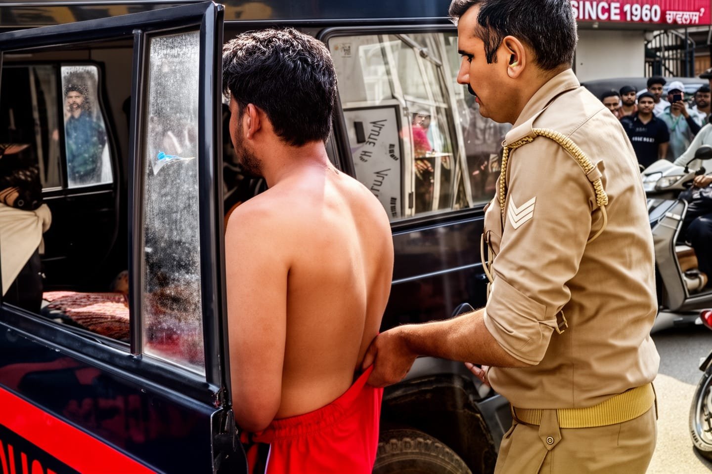 पुलिस गिरफ्त में आरोपी लड़का