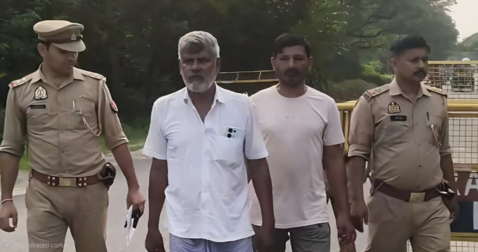 आरोपियों को जिला बदर करते पुलिस अधिकारी
