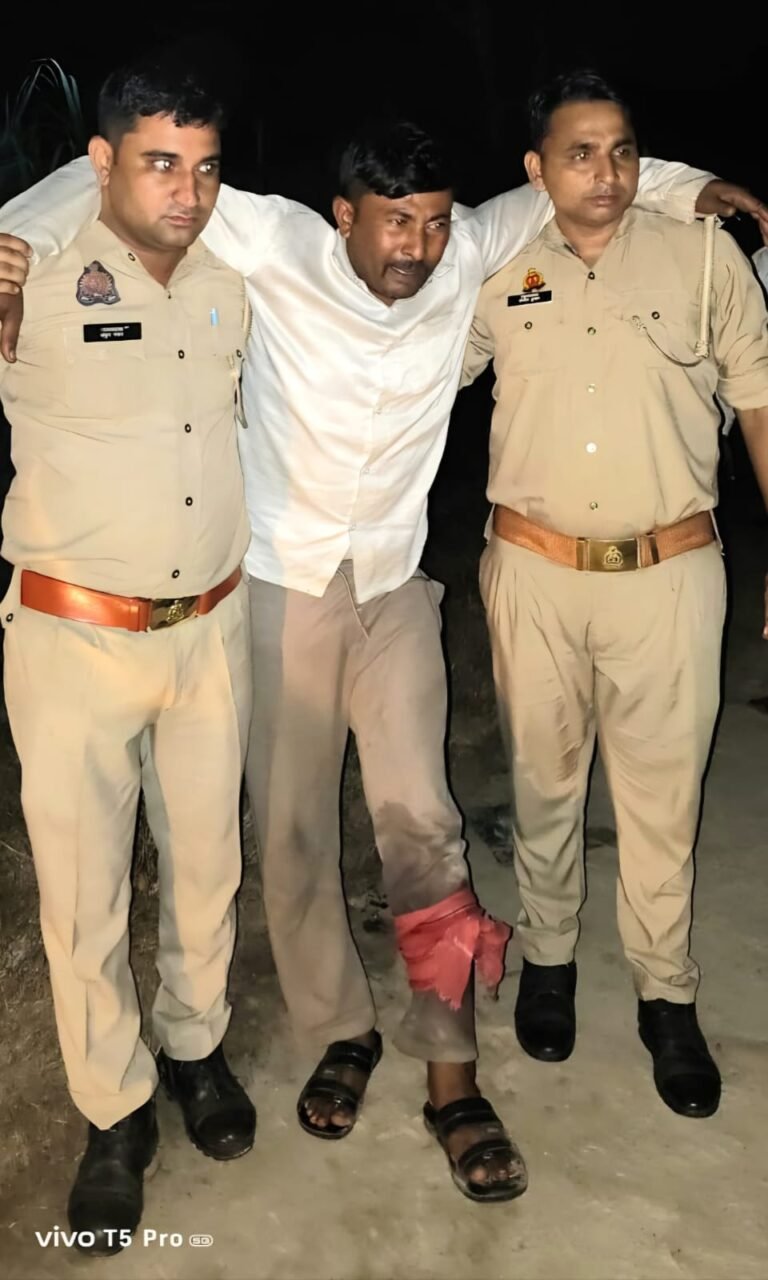 मुठभेड़ के बाद पुलिस गिरफ्त में आरोपी हारून