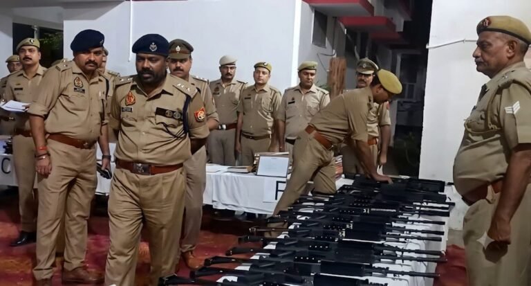 परतापुर थाने का वार्षिक निरीक्षण करते एसएसपी बी बी जी टी टी एस मूर्ति